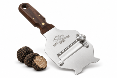 Affettatartufi professionale con manico in legno e lama liscia regolabile in acciaio inox Di Iorio Tartufi