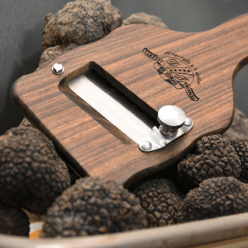 Affettatartufi legno scuro lama ondulata